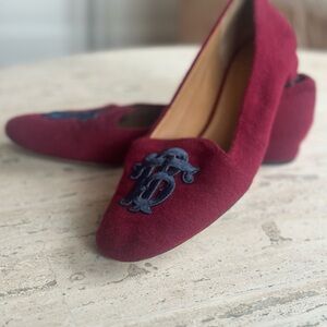 Tory Burch Antonia loafer sz 8 Burgundy w/ Navy Monogram